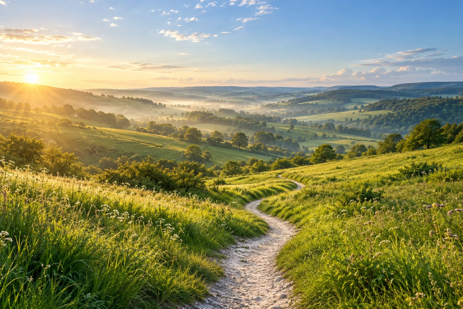 Illustrative countryside path, not the confirmed walk route